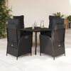 vidaXL Set da Pranzo da Giardino 5 pz Nero con Cuscini in Polyrattan