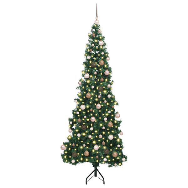 vidaXL Albero di Natale Artificiale Angolare con 300 LED Verde 210 cm