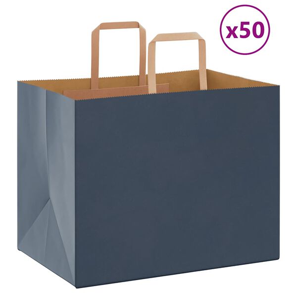 vidaXL Sacchetti di Carta 50 pz con Manici Blu 32x22x24 cm