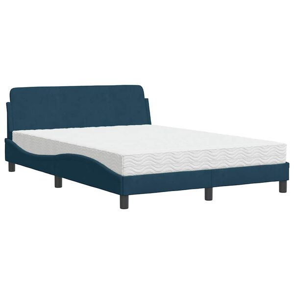 vidaXL Letto con Materasso Dover Blu 140x190 cm in Velluto