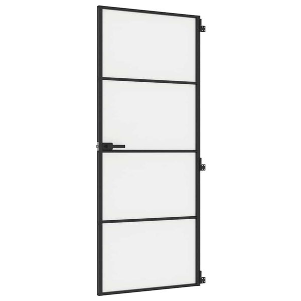 vidaXL Porta Interni Sottile Nera 83x201,5cm Vetro Temperato Alluminio