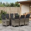 vidaXL Set da Pranzo per Giardino con cuscino 9 pcs Grigio polyrattan