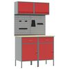 vidaXL Set di mobili da lavoro con cassetto con lo scaffale 6 pz Rosso