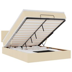 vidaXL Pouf Letto con Materasso e LED Crema 140x200 cm in Tessuto
