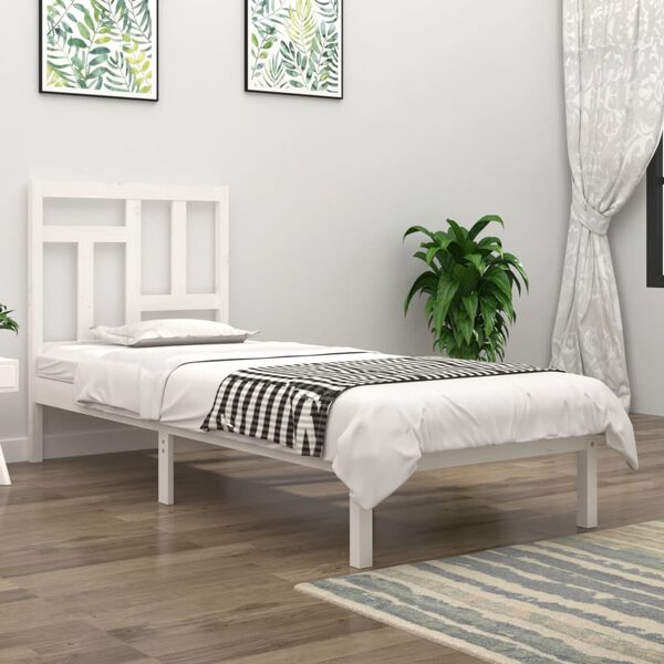 vidaXL Letto senza Materasso Bianco 90x190 cm in Legno Massello Pino
