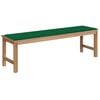 vidaXL Panca da Giardino con Cuscino Verde 150 cm in Legno di Teak