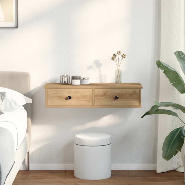 vidaXL Scaffale a Parete con Cassetti Rovere 80x31x17 cm in Truciolato