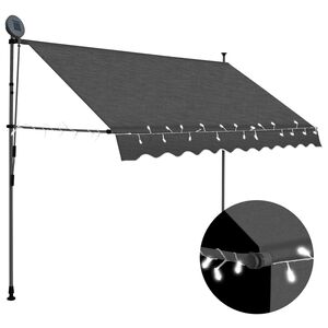 vidaXL Tenda da Sole Retrattile Manuale con LED 250 cm Antracite