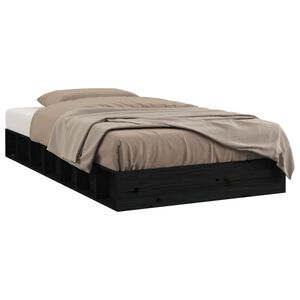 vidaXL Giroletto Nero 75x190 cm Small Single in Legno Massello