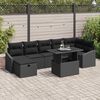 vidaXL Set Divano da Giardino con cuscino 8 pcs Nero Poly Rattan