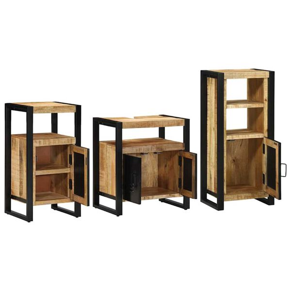 vidaXL Set di mobili per il bagno 3 pcs Legno Recuperato Massello