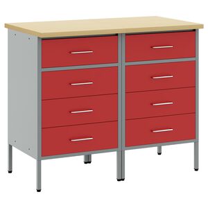 vidaXL Mobile da lavoro 2 pcs Rosso e Grigio 100 x 55 x 85 cm