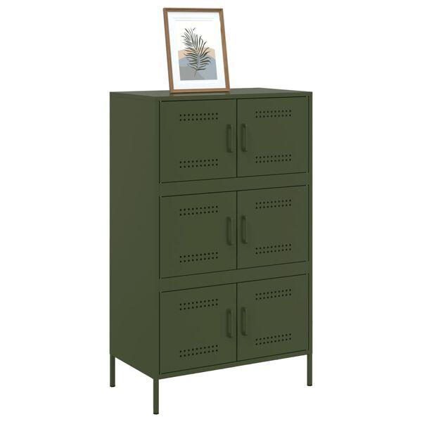 vidaXL Credenza Verde Oliva 68x39x113 cm in Acciaio