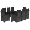 vidaXL Set da Pranzo da Giardino 9 pz con Cuscini Nero in Polyrattan