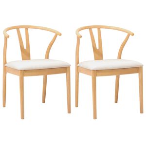 vidaXL Sedia da pranzo 2 pz Legno di gomma solido Naturale e chiaro