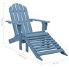 vidaXL Sedia Giardino Adirondack con Ottomana Massello di Abete Blu