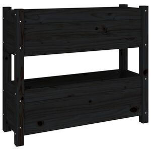 vidaXL Fioriera Nera 77x25x66 cm in Legno Massello di Pino
