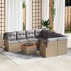 vidaXL Set Divano da Giardino 9 pcs Beige Poly Rattan