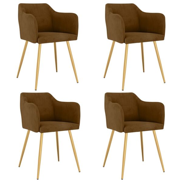 vidaXL Sedie da Pranzo 4 pz Marroni in Velluto