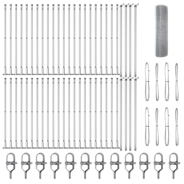vidaXL Recinzione con pali. Argento 0.6 x 100 m Acciaio