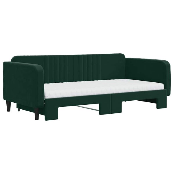 vidaXL Divano Letto Estraibile Materassi Verde Scuro 100x200 Velluto