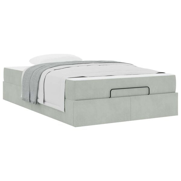 vidaXL Struttura letto con materasso 2 pcs Grigio chiaro Velluto
