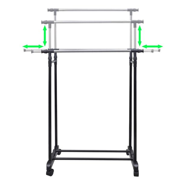 2 Binari Estensibili Per Guardaroba In Acciaio Inox 42-72 Cm | Aste Appendiabiti Regolabili Con Flangia E Viti | Capacità 25 Kg, Salvaspazio, Facili Da Montare