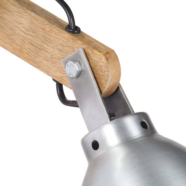 vidaXL Lampada da Parete E27 Argento Legno Massello di Mango e Ferro