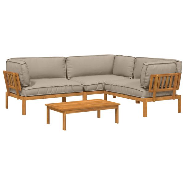 vidaXL Set di divani con cuscino 4 pcs Talpa Legno di Acacia Massello