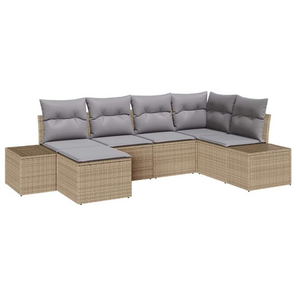 vidaXL Set Divano da Giardino 6 pcs Beige e grigio polyrattan