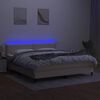 vidaXL Letto a Molle con Materasso e LED Crema 180x200 cm in Tessuto
