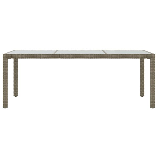 vidaXL Tavolo Giardino Grigio 190x90x75 cm Vetro Temperato Polyrattan