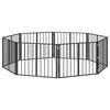 vidaXL Cancello per cani 8 pz Nero 80 x 60 cm Acciaio zincato