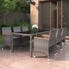 vidaXL Set da Pranzo Giardino 7 pz Polyrattan e Vetro Temperato Grigio