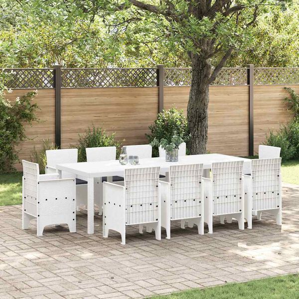 vidaXL Set da Pranzo per Giardino 11 pcs Bianco Polipropilene