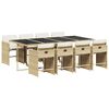 vidaXL Set da Pranzo da Giardino 9 pz con Cuscini Beige in Polyrattan