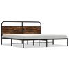 vidaXL Giroletto senza Materaso in Metallo Rovere Fumo 193x203 cm