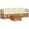 vidaXL Set divani 5 pcs Naturale e Crema Legno di Acacia Massello