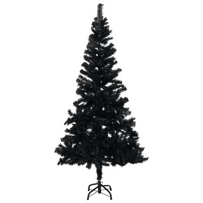 vidaXL Albero di Natale Preilluminato con Palline Nero 180 cm PVC
