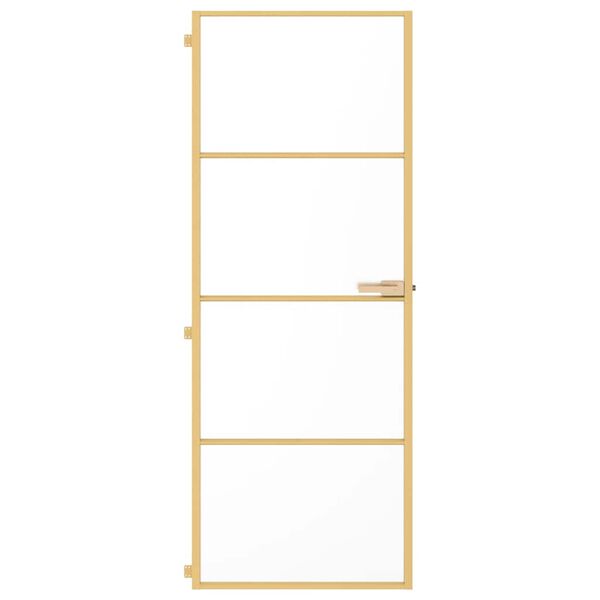 vidaXL Porta Interni Sottile Oro 76x201,5cm Vetro Temperato Alluminio
