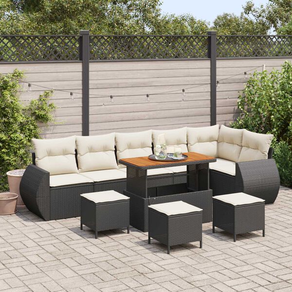 vidaXL Set Divano da Giardino 10 pcs Nero polyrattan