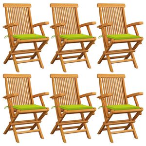vidaXL Sedie Giardino con Cuscini Verde Chiaro 6pz Legno Massello Teak