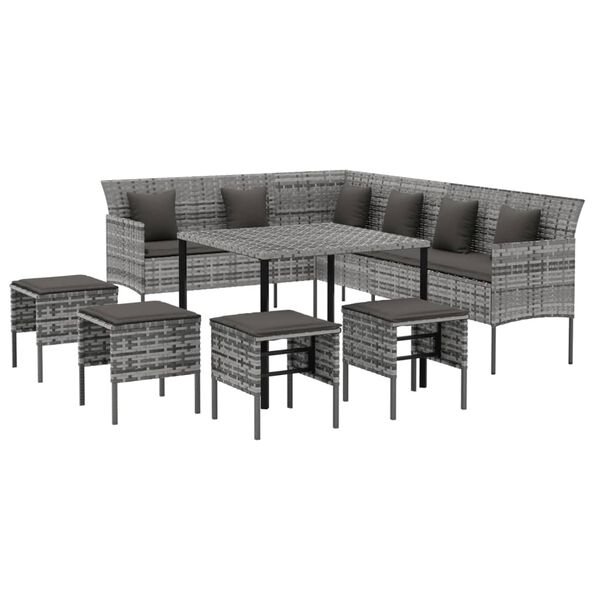 vidaXL Set da Pranzo da Giardino 6 pz con Cuscini in Polyrattan Grigio
