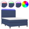 vidaXL Letto a Molle con Materasso e LED Blu 140x190 cm in Tessuto