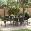 vidaXL Set da Pranzo per Giardino con cuscino 9 pcs Nero polyrattan