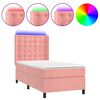 vidaXL Letto a Molle con Materasso e LED Rosa 80x200 cm in Velluto