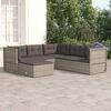 vidaXL Set Divani da Giardino 6 pz con Cuscini in Polyrattan Grigio
