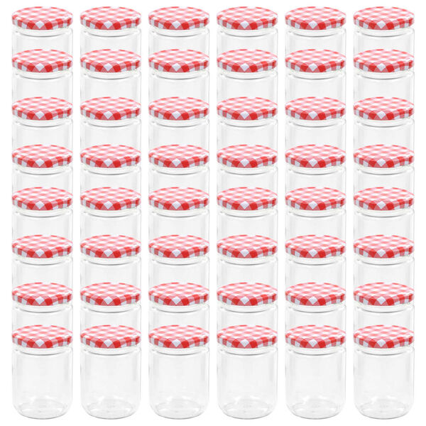 vidaXL Vaso Marmellata in Vetro Coperchio Bianco e Rosso 48 pz 230 ml