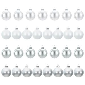 vidaXL Set di Palline di Natale 30 pz argento e bianco 6 cm
