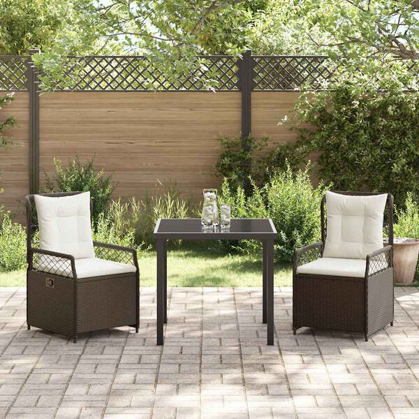 vidaXL Set da Pranzo per Giardino 3 pcs Marrone polyrattan